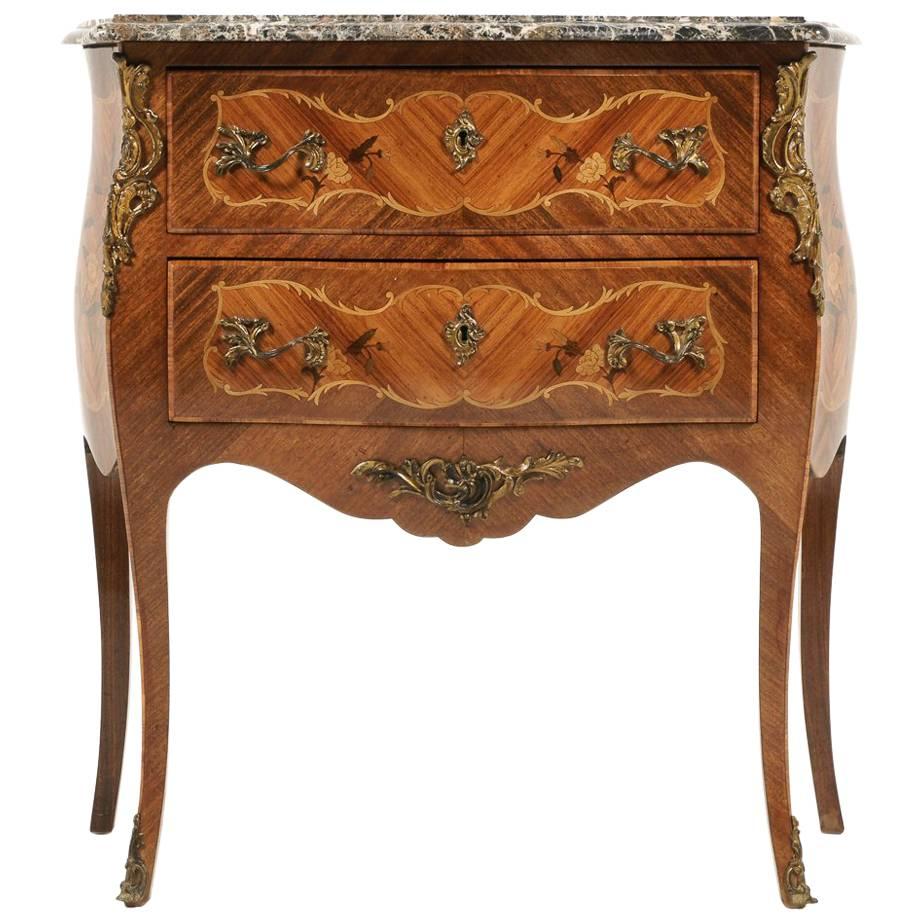 French Inlaid Bombe Commode