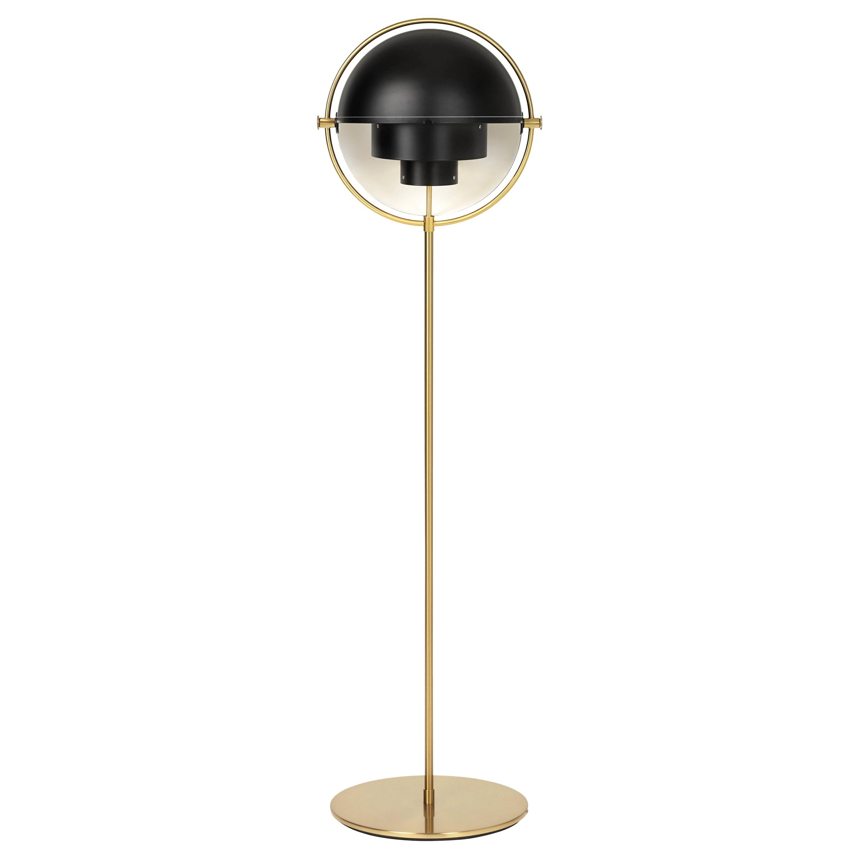 Stehlampe „Multi-Lite“ von Louis Weisdorf aus schwarzem und messingfarbenem Metall im Angebot