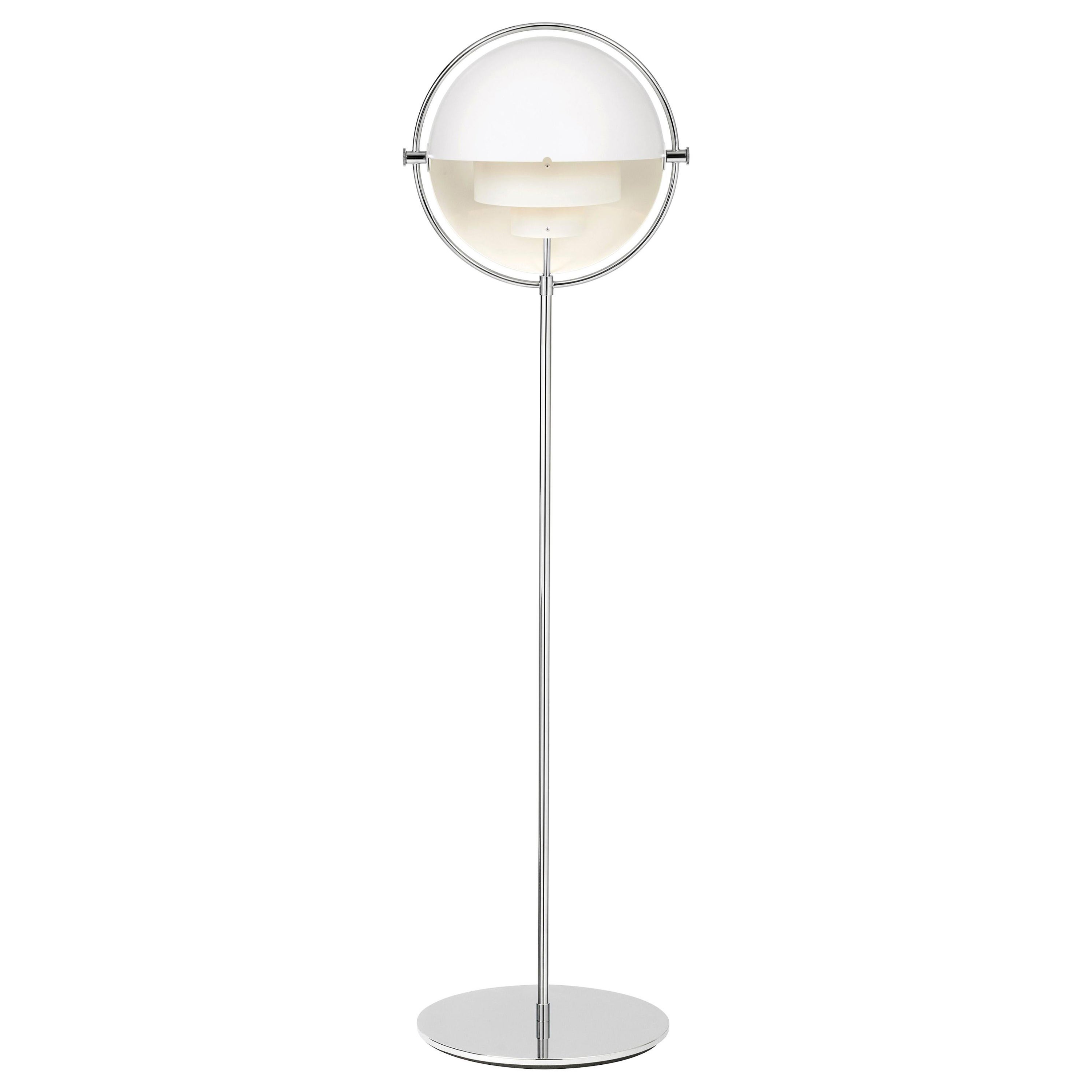 Louis Weisdorf 'Multi-Lite' Floor Lamp in White and Chrome For Sale