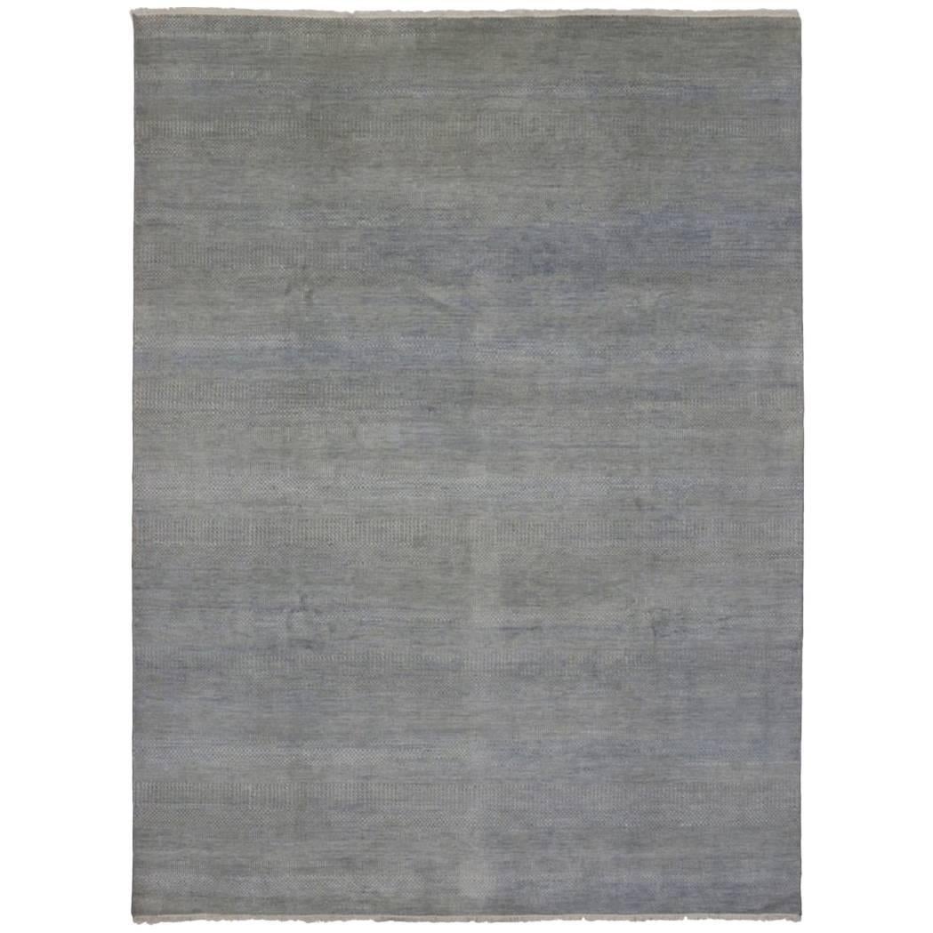 New Modern Transitional Gray-Blue Area Rug with Minimalist Contemporary Style