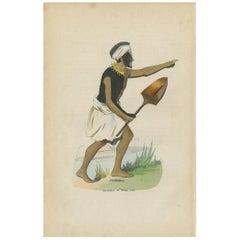 Antique Print of a Warrior of Tongatabu ‘Tonga Islands’ by H. Berghaus, 1855