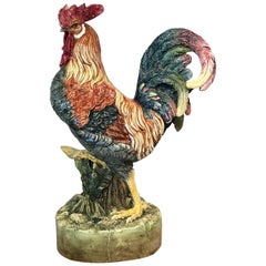 19th Century French Barbotine Cock Vase