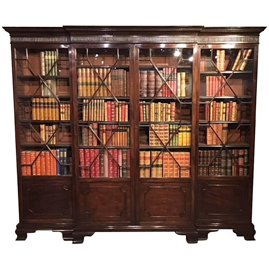 Mahogany George III Style Breakfront Bookcase