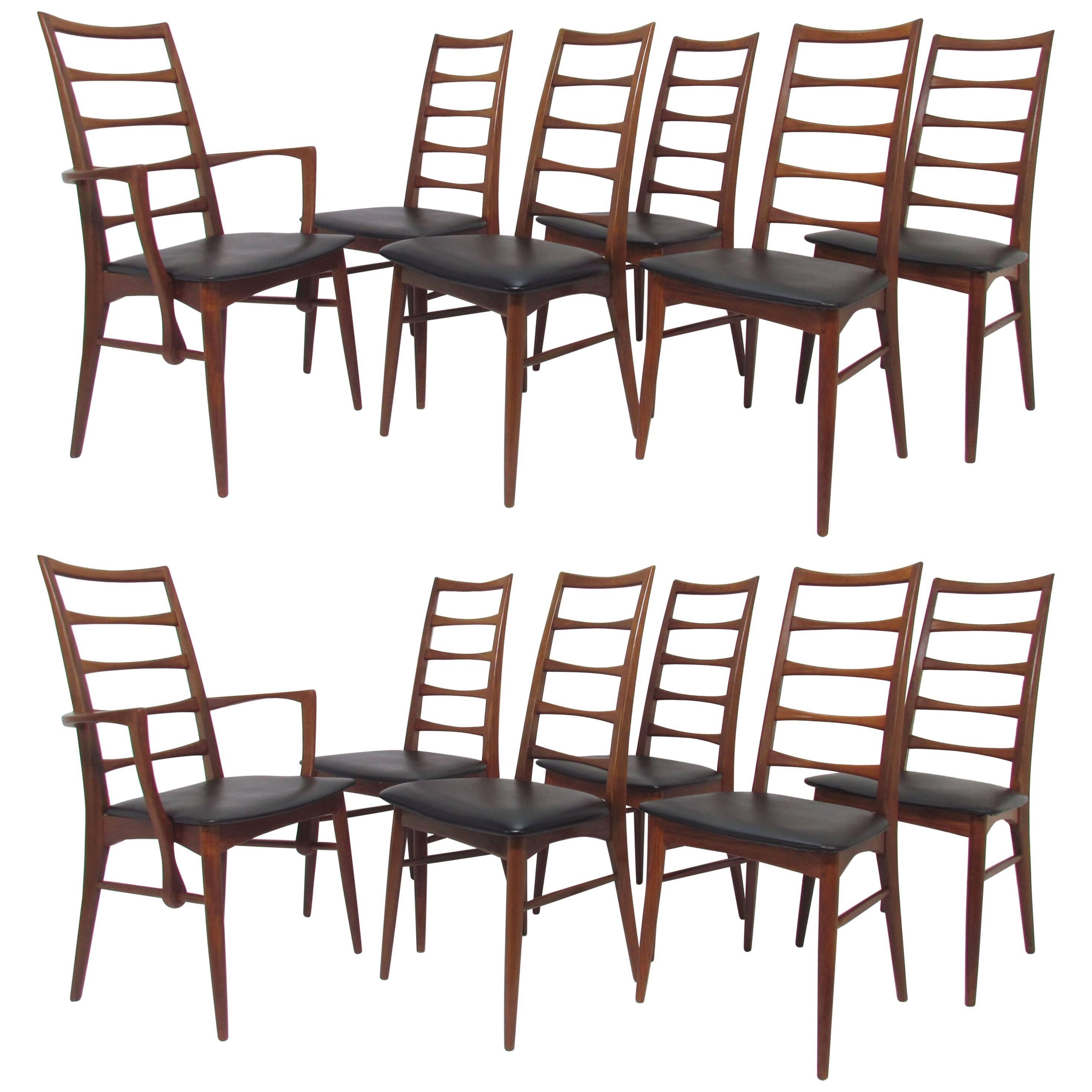 Set of 12 Koefoeds Hornslet Danish Teak Ladderback Dining Chairs, circa 1960s