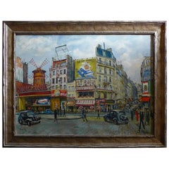 Alice Bailly Oil on Canvas Le Moulin Rouge et La Place Blanche, circa 1925