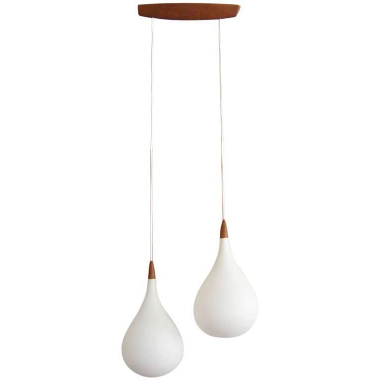 Elegant Pendant Lamp Drop by Uno & Östen Kristiansson for Luxus Vittsjö Sweden For Sale