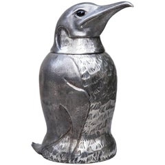 Vintage Silver Plated Penguin Ice Bucket Wine Cooler, Italy, 1970s