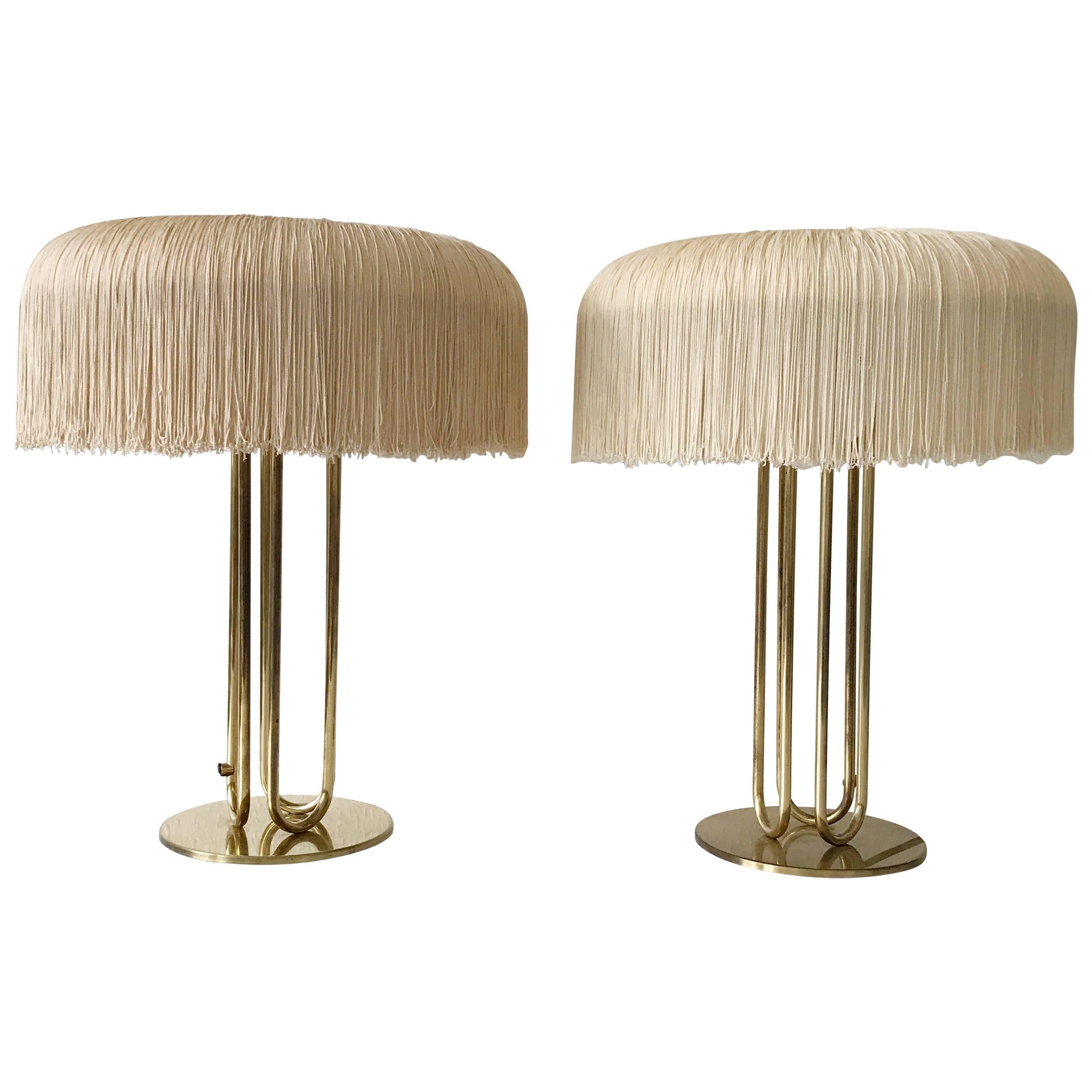 Pair of Silk Fringe Table Lamps by Hans-Agne Jakobsson Attributed, 1950s, Sweden
