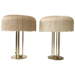 Pair of Silk Fringe Table Lamps by Hans-Agne Jakobsson Attributed, 1950s, Sweden