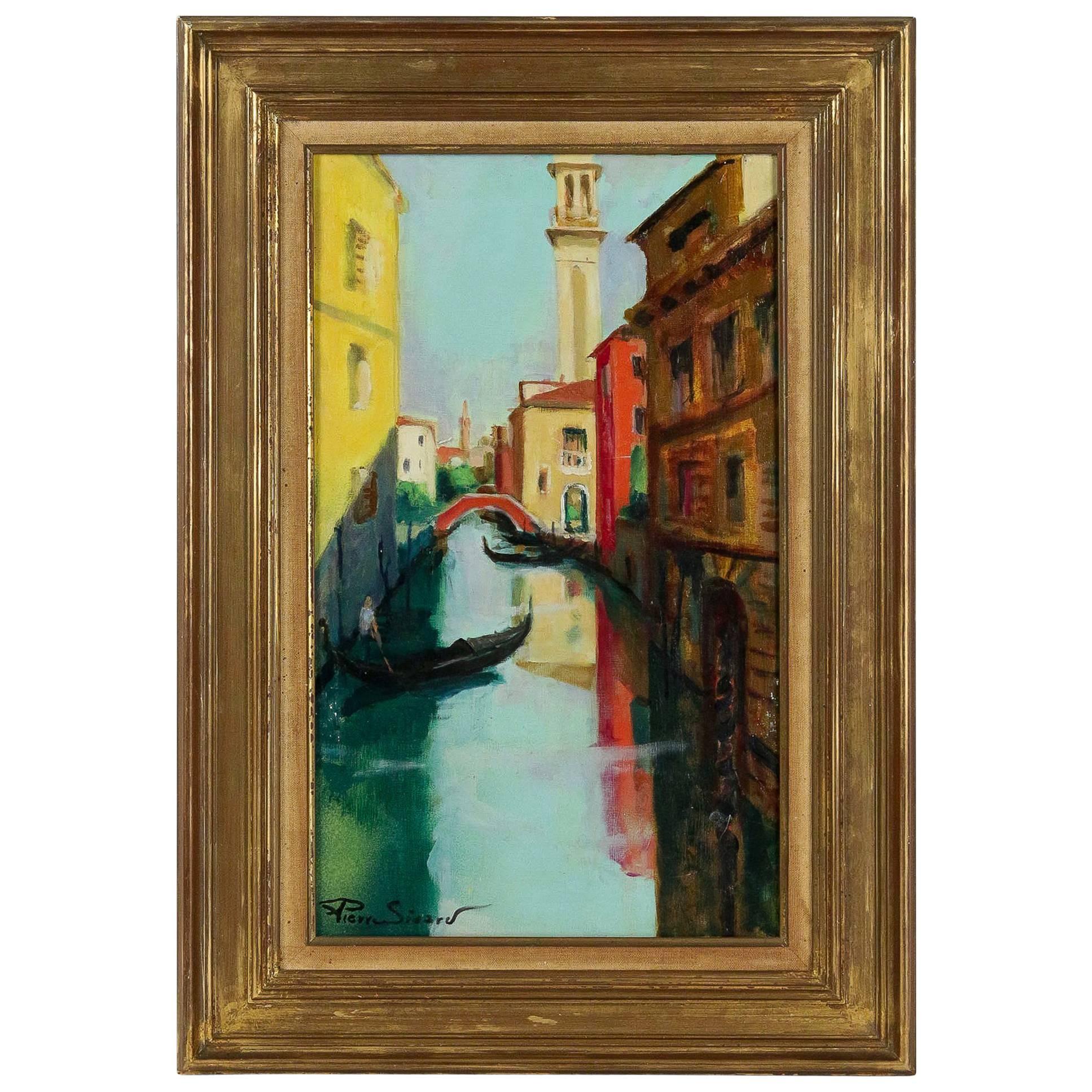 Pierre Sicard, Oil on Canvas, View of a Venice Bridge, circa 1920