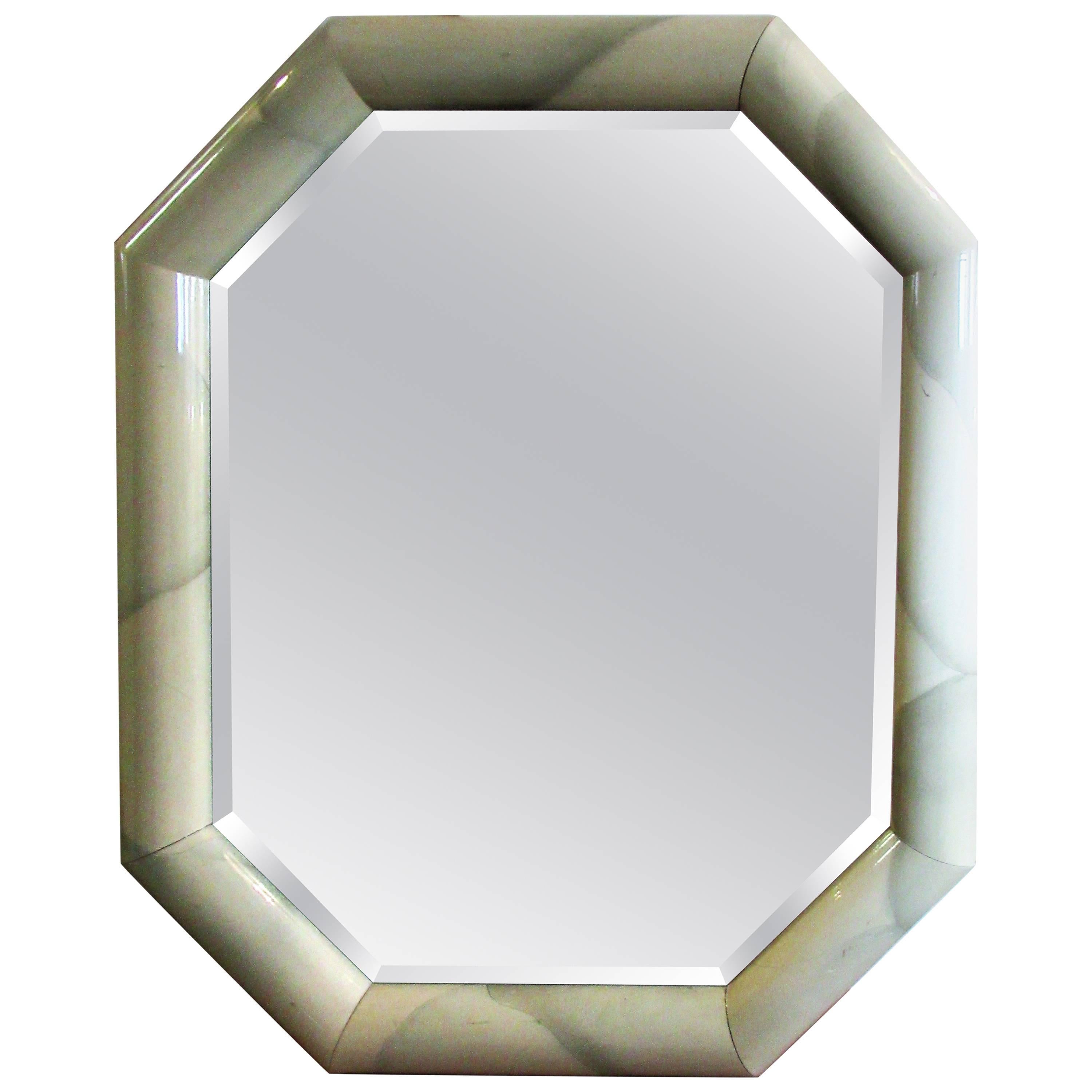 Large Lacquered Octagonal Mirror style of Karl Springer, 1970's