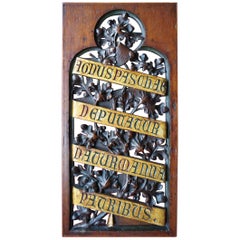 Hand-Carved and Gilt Gothic Revival Panel w. Easter Lamb Related Latin Phrase