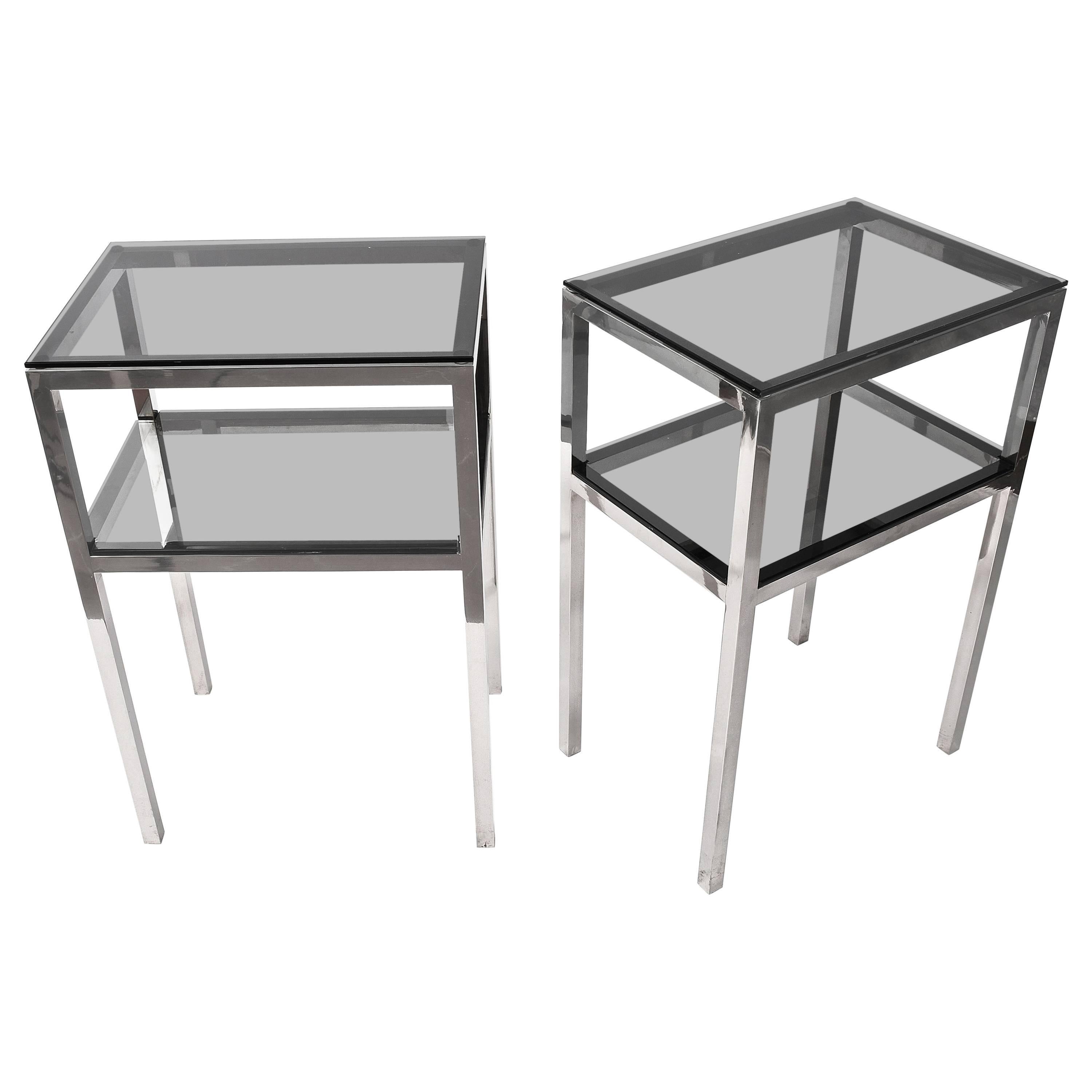 Pair of Mid-Century Two-Tiered Accent Tables Attributed to Romeo Rega, Italy