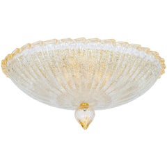 Italian Flush Mount, Blown Murano Glass Gold finishes 20th