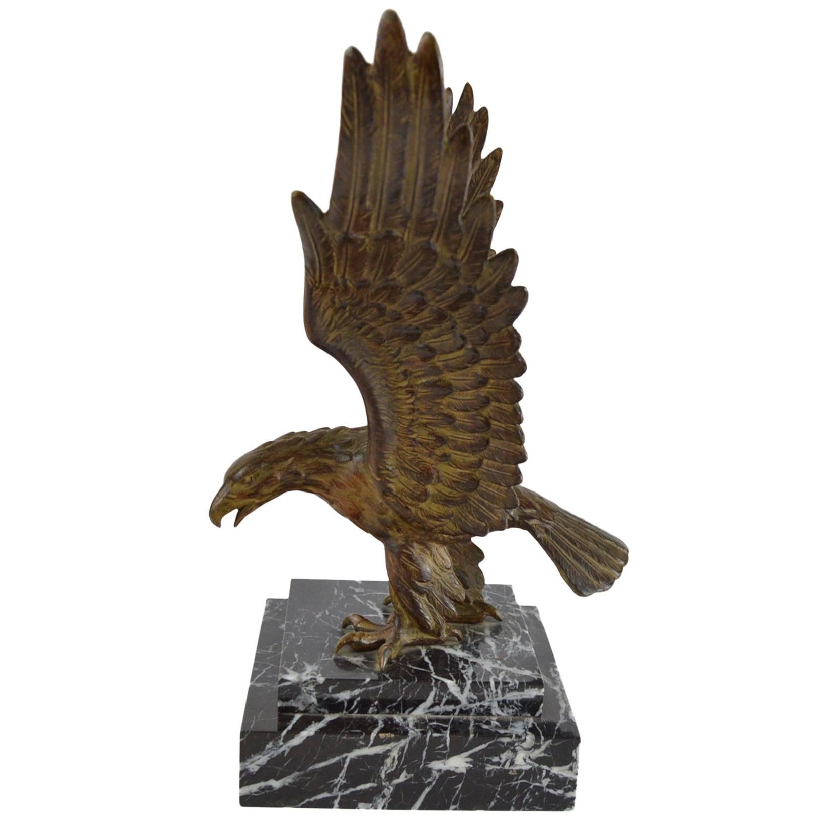 Art Deco Style Sculpture of an Eagle on a Marble Base