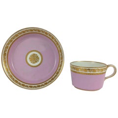 Vienna Soft Paste Gilt Porcelain Tea Cup with Saucer, Early 19th Century