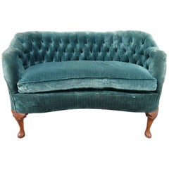 Retro Lovely Petite Hollywood Regency Tufted Loveseat Sofa