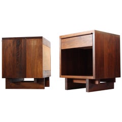 Pair of Vintage New England Solid Walnut Nightstands