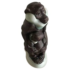 Royal Copenhagen Stoneware Jeanne Grut Monkey and Monkey with Young Figurines