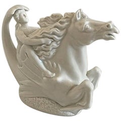Antique Royal Copenhagen Unique Teapot in the Shape of Horse and Woman