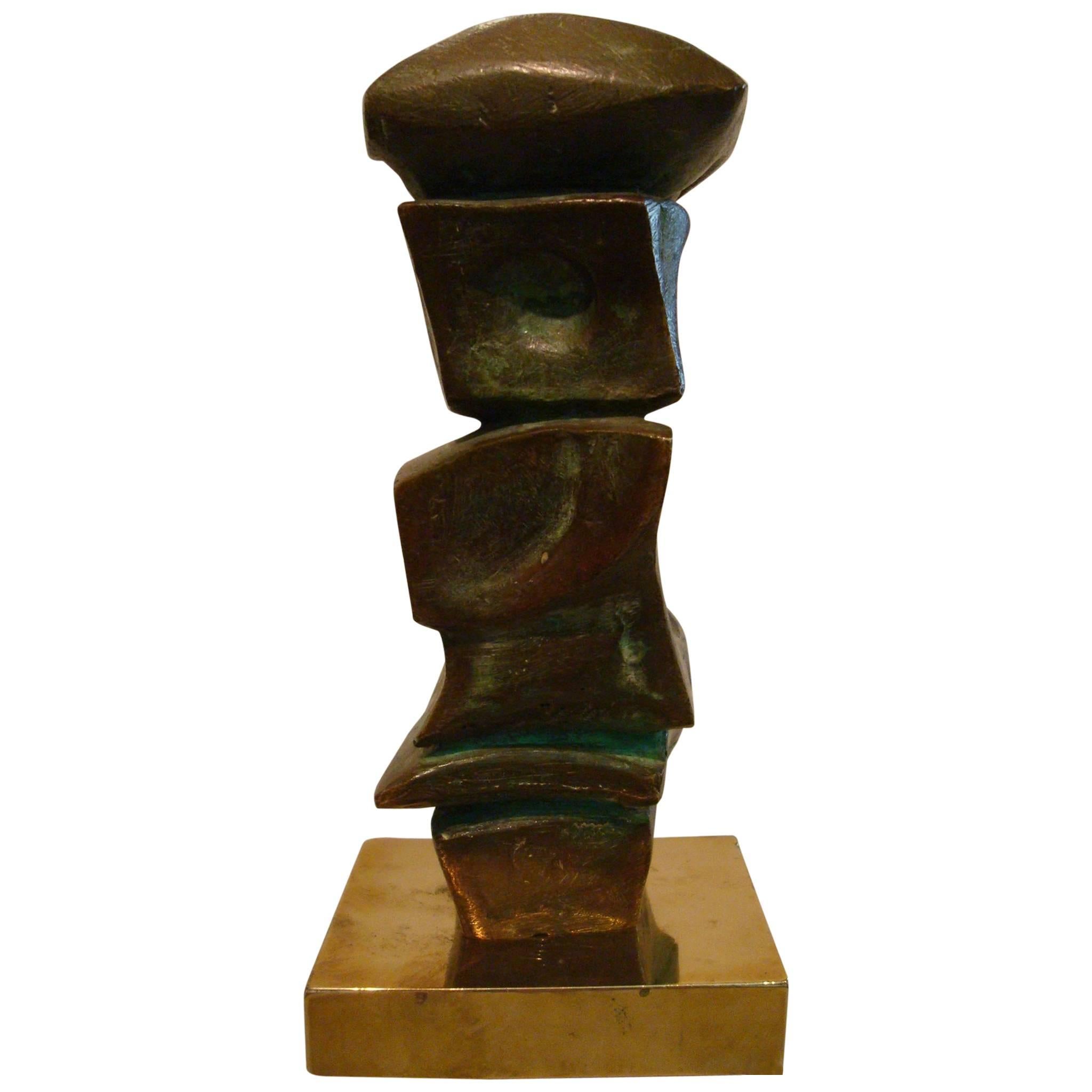 Mid Century Domenico Calabrone Signed Bronze Sculpture Italy Brazil Abstract 