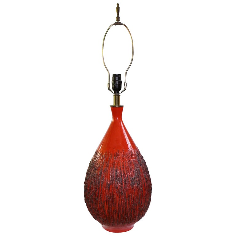 Lee Rosen For Design Technics Table Lamp In Red Ceramic With Lee Rosen For Design Technics Table Lamp In Red Ceramic With Textured Surface
