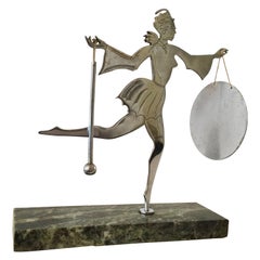 Englischer Art déco-Essteller aus Chrom und Marmor im Art déco-Stil