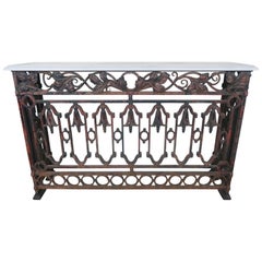 19th Century French Wrought Iron Console with Marble Top