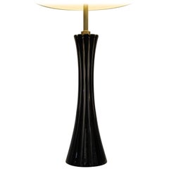 Black and Clear Glass Lamp, Signed R.H.