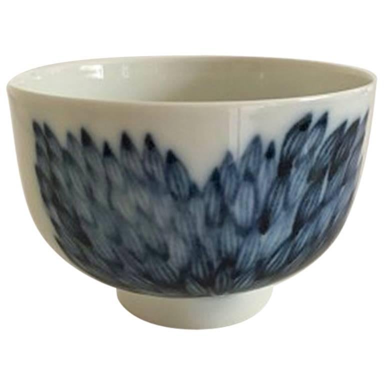 Royal Copenhagen Bowl White with Blue Motif Unique by Snorre Stephensena