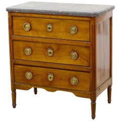 Late 18th Century French Provincial Louis XVI Three-Drawer Marble-Top Commode