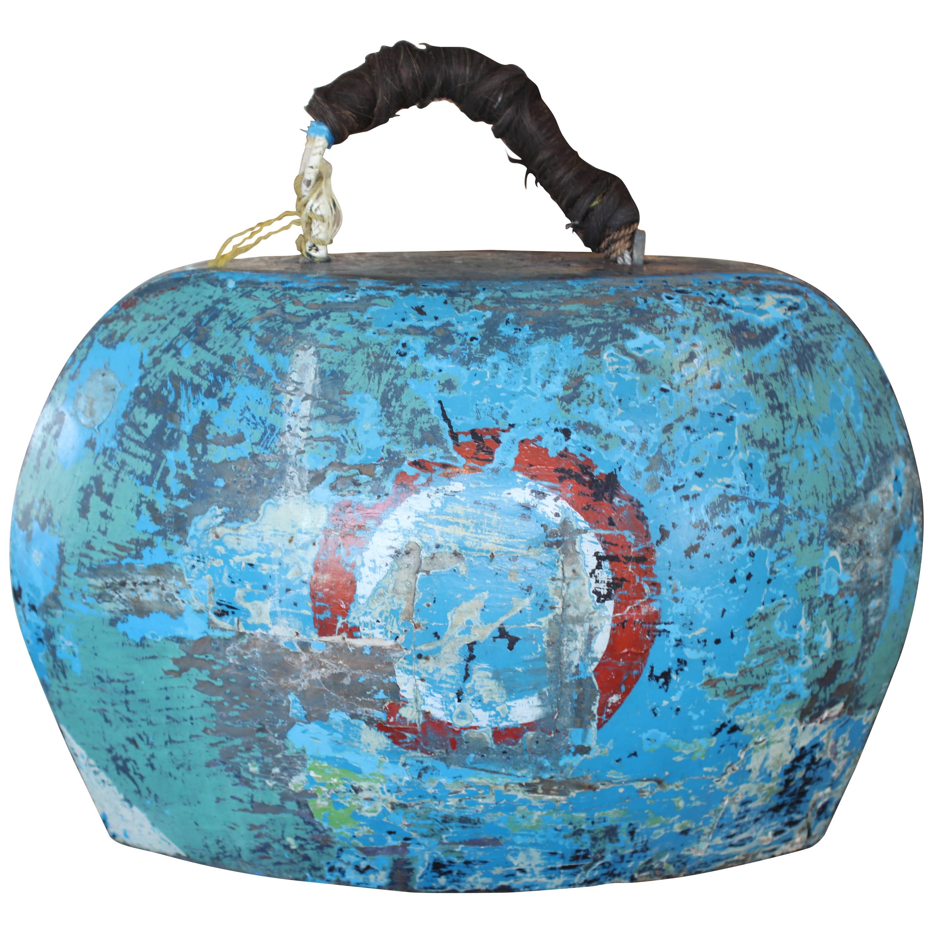 Asian Wooden Painted Bell For Sale