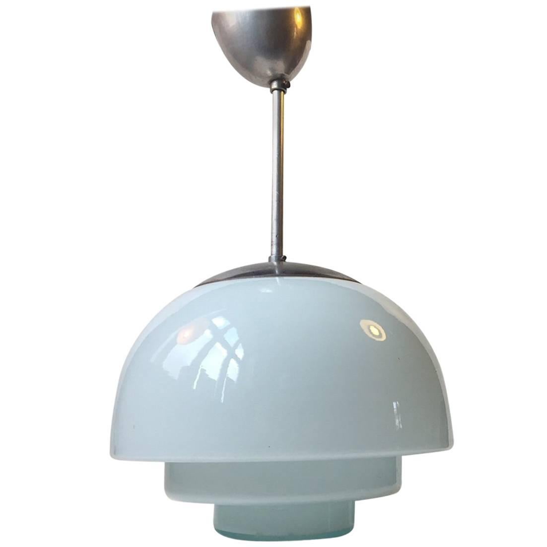 Light Blue Glass Ceiling Light, Scandinavian Functionalism, 1930s