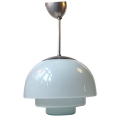 Light Blue Glass Ceiling Light, Scandinavian Functionalism, 1930s