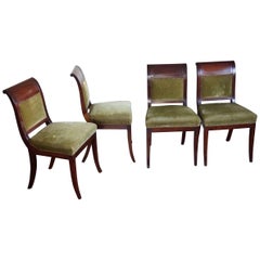 Set of Four Antique and Handcrafted Biedermeier Solid Mahogany Dinner Chairs