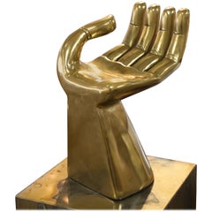 Brass Clad Wood Sculpture of a Pedro Friedeberg Hand Chair