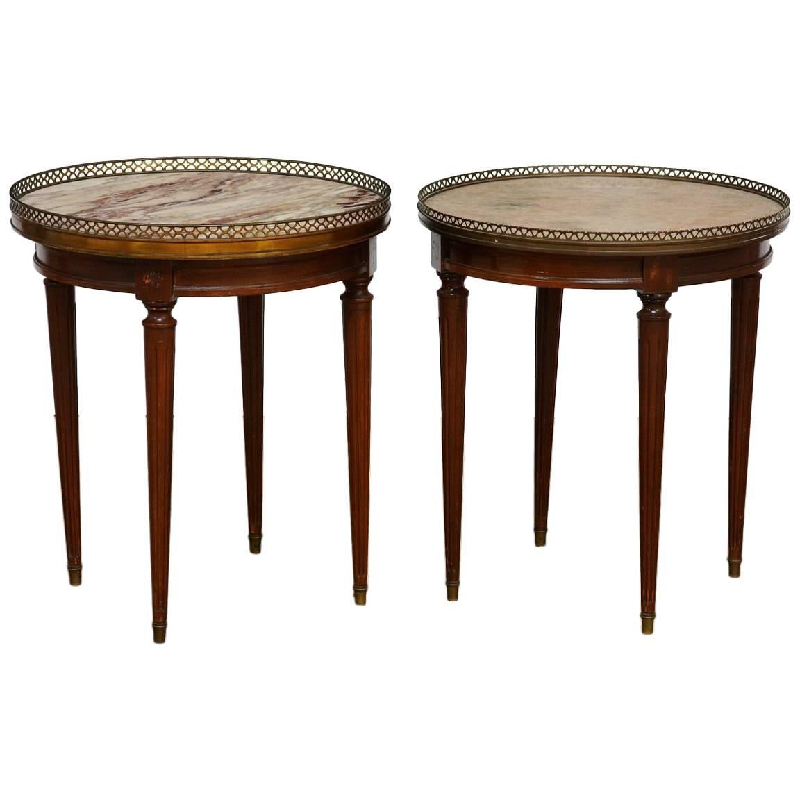 Pair of Louis XVI Style Marble Gueridon Drink Tables