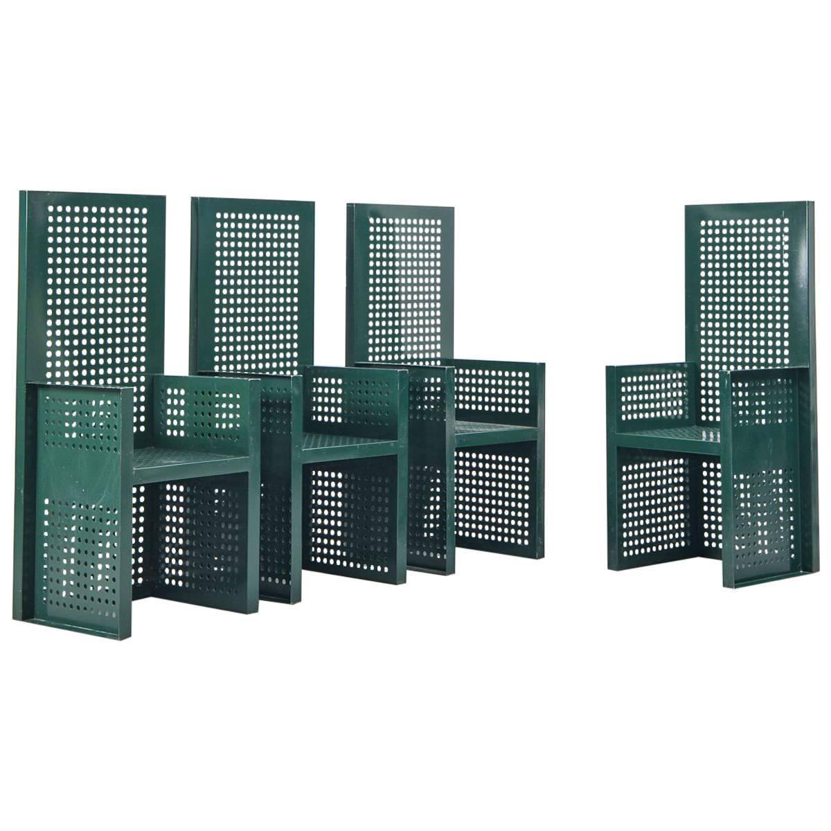 Green Perforated Metal Chair