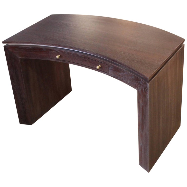 Jay Spectre Style Cerused Oak Curved Desk at 1stDibs curved desk for