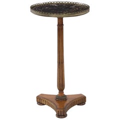 19th Century French Fruitwood, Brass and Black Marble Antique Side Table