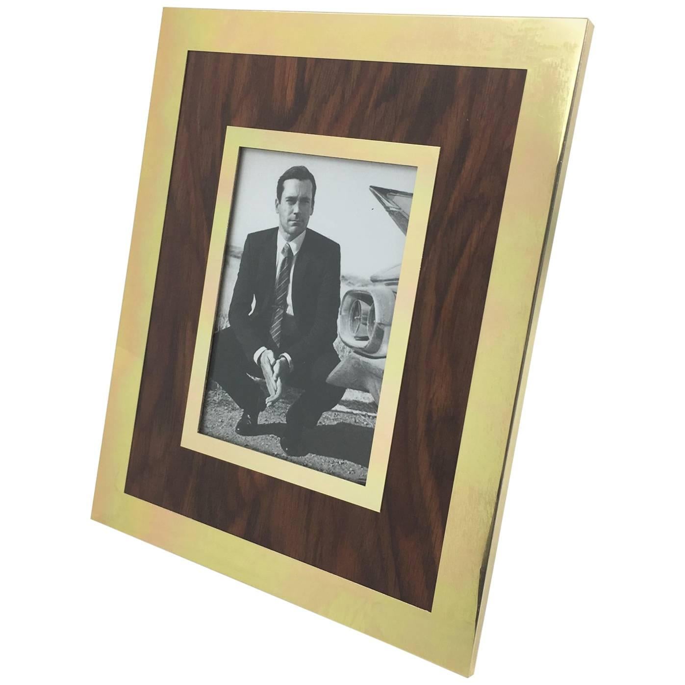 Modernist Aluminum and Wood Picture Photo Frame by Italian Designer MB