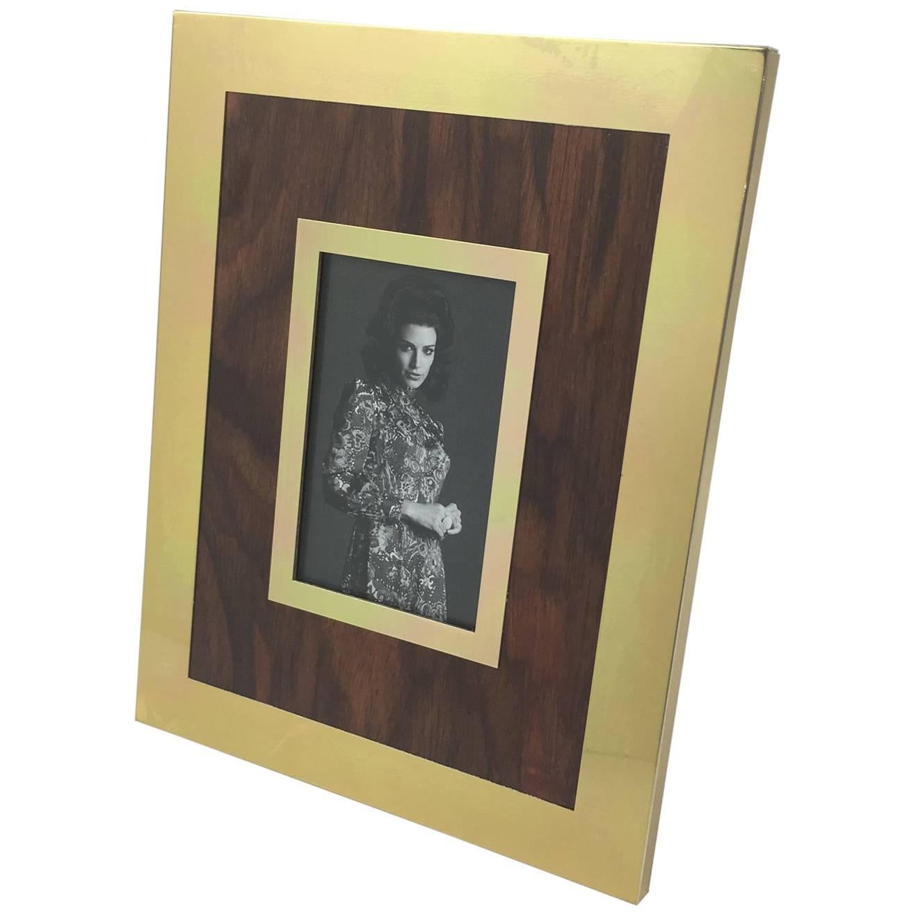 Mid-Century Modern Aluminum and Wood Picture Photo Frame by Italian Designer MB