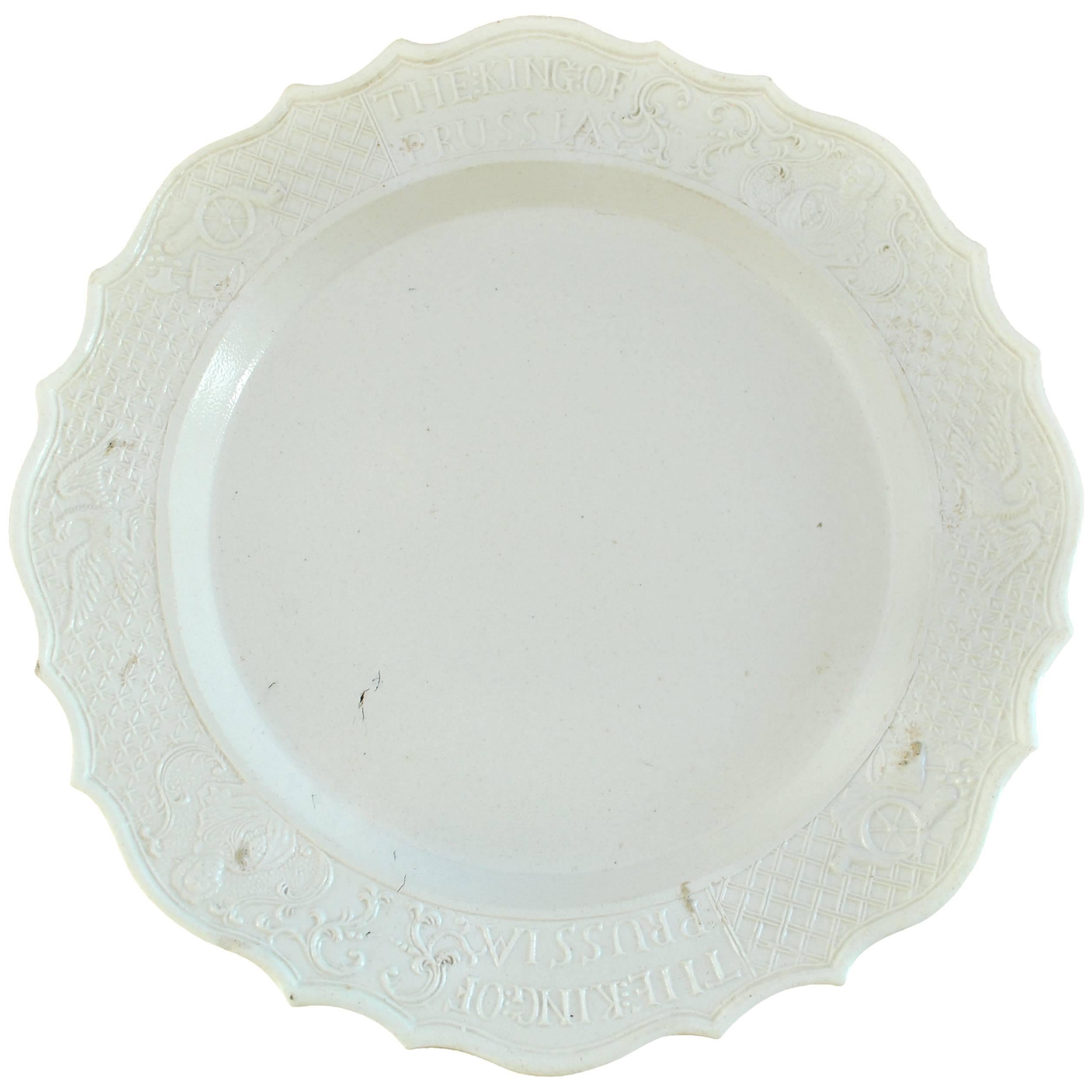 Saltglaze "King of Prussia" Plate, English, circa 1756