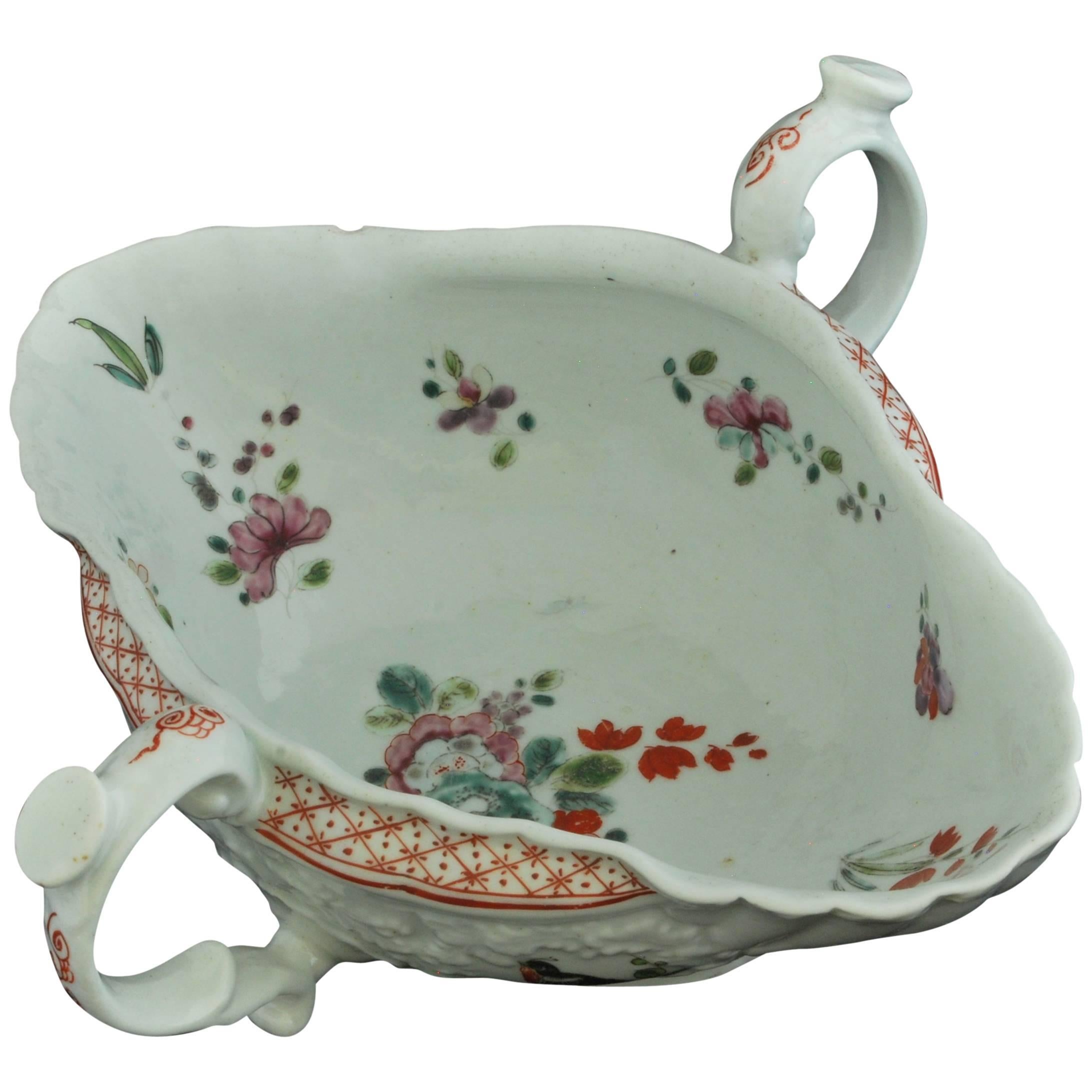 Sauce Boat, Double-Handled, Worcester, circa 1756 For Sale