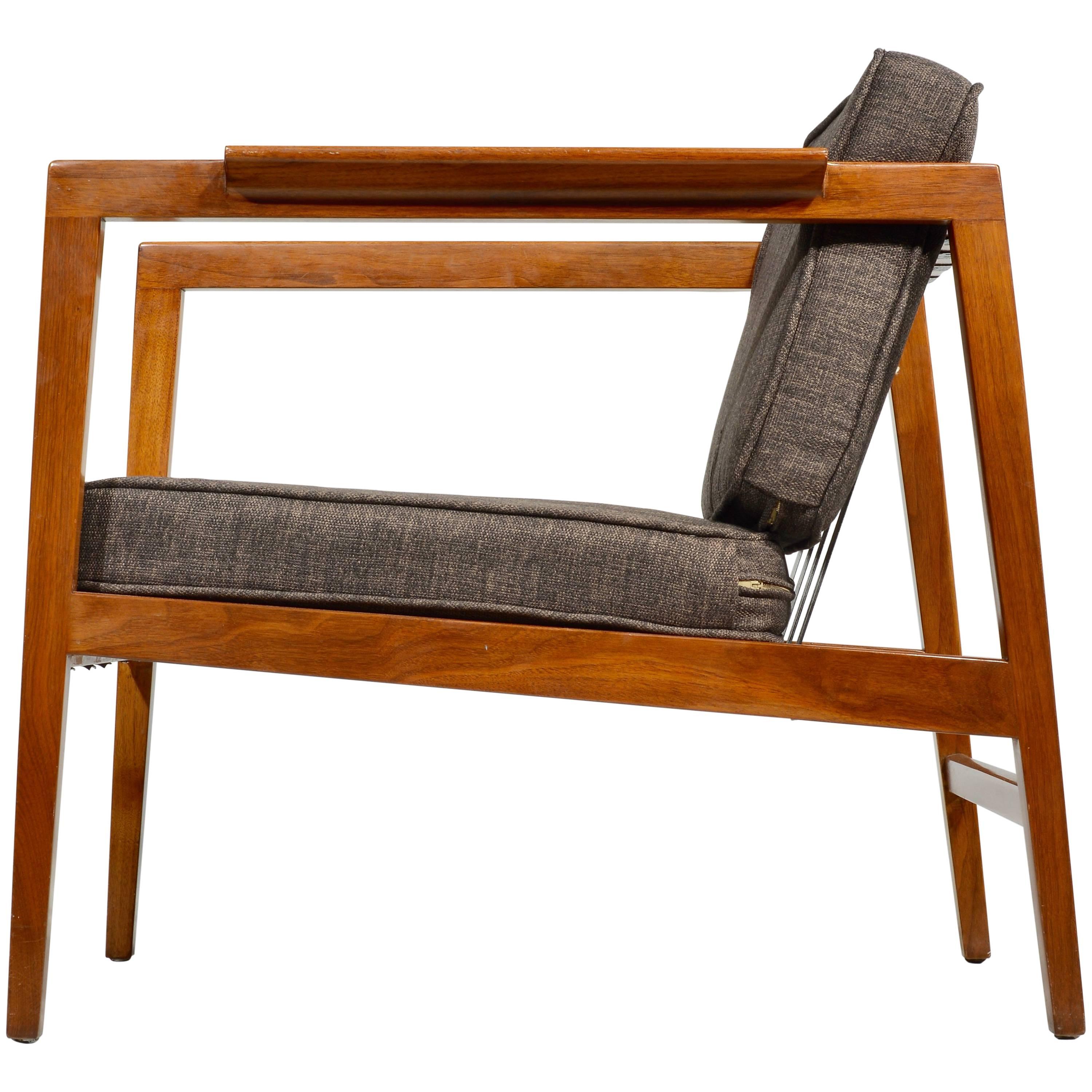 Rare Edward Wormley Walnut Open-Arm Lounge Chair
