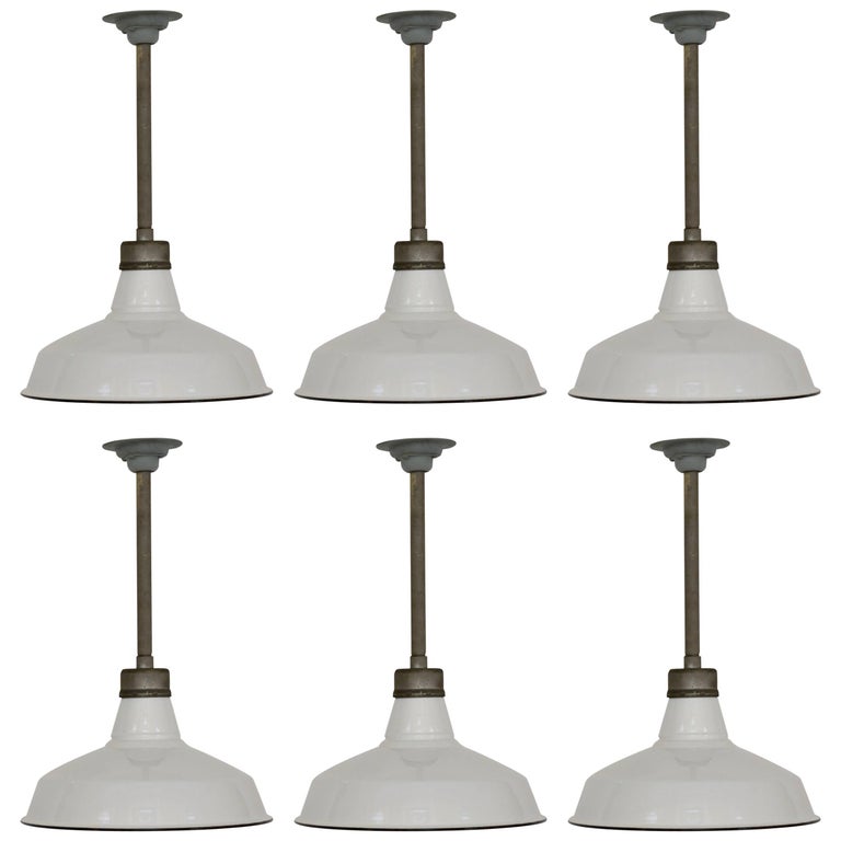 White Enameled Appleton Factory Lights at 1stdibs