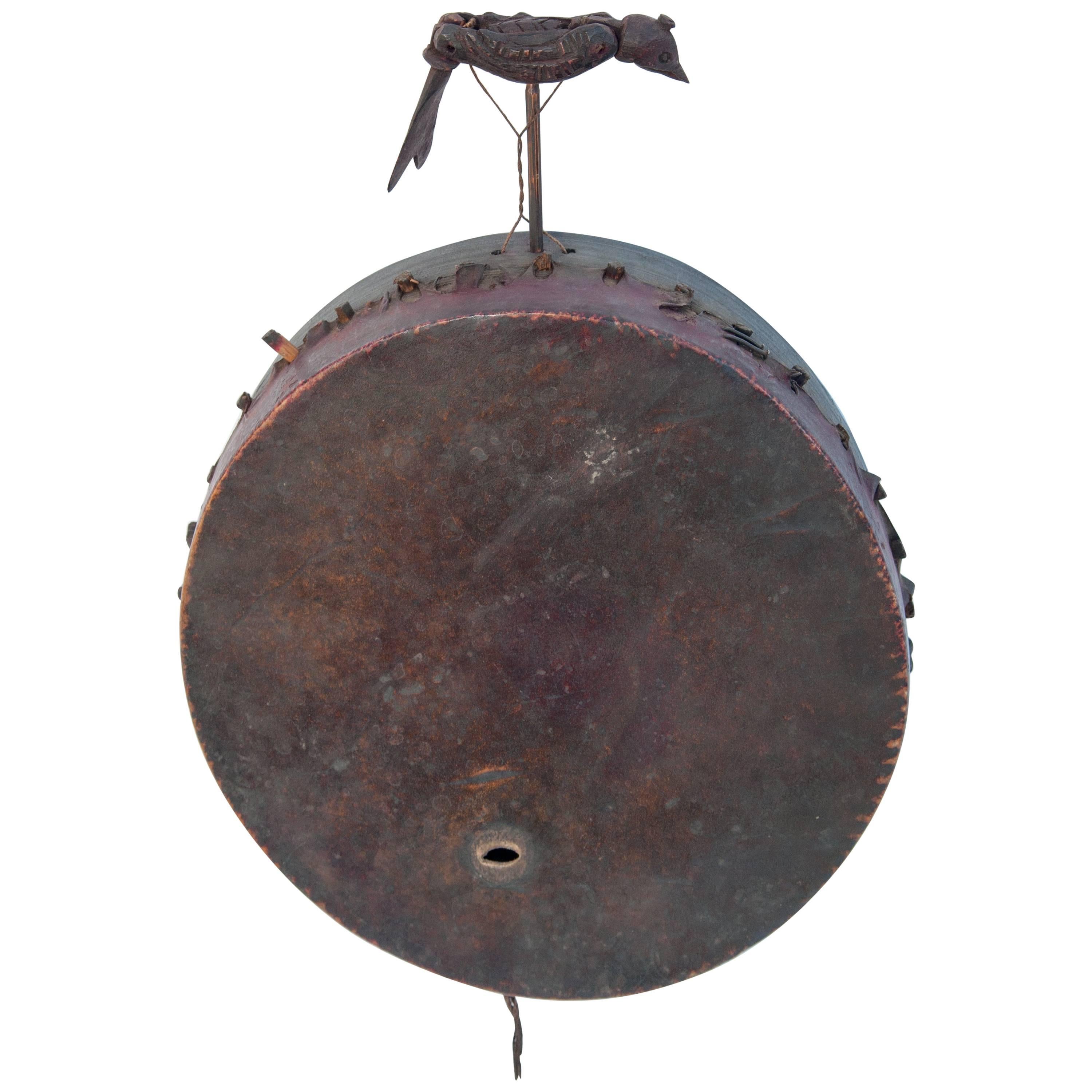 Shaman Drum with Carved Bird from Nepal, Mid-20th Century