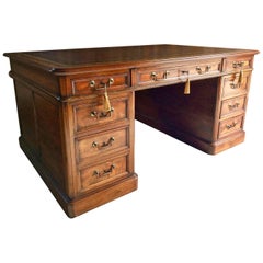 Antique Style Partners Desk Twin Pedestal Mahogany 20th Century