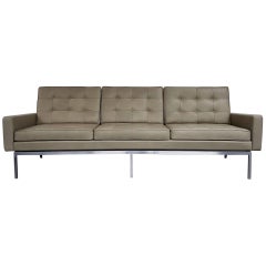 Florence Knoll, 1958 Olive Green Leather Sofa