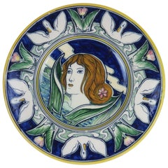 Antique Symbolist Ceramic Dish by Galileo Chini